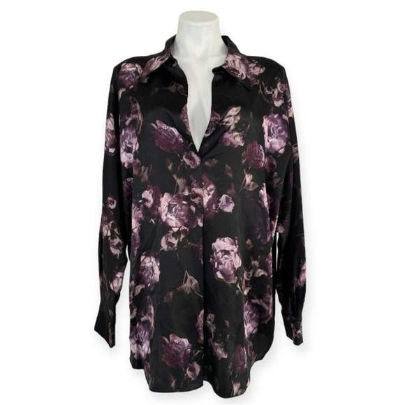 VINCE Night Garden Silk Floral Pullover V-Neck Blouse Size XXXL NEW - Picture 6 of 10
